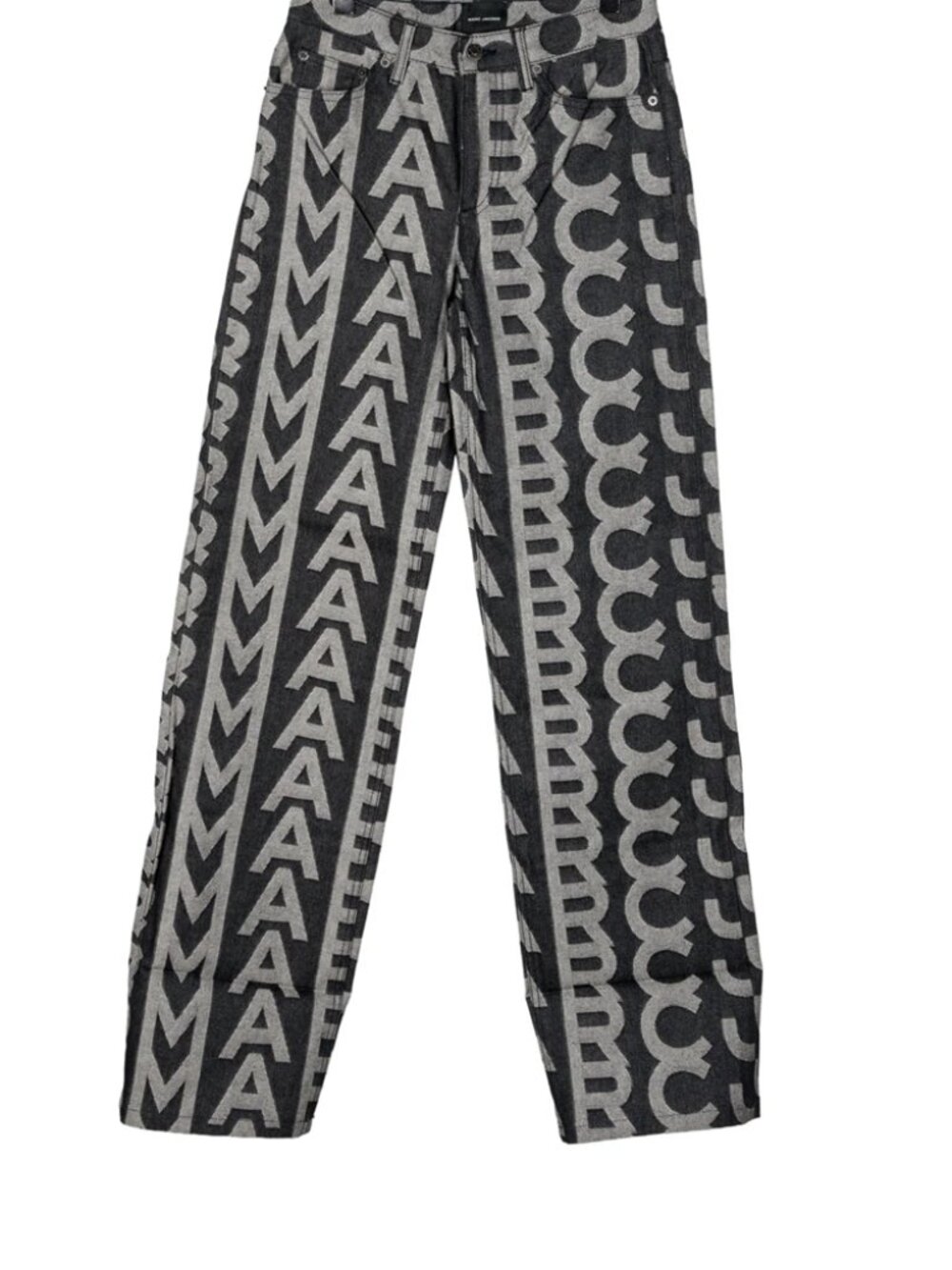 Marc Jacobs Monogram High Rise Wide Leg Cuffed Jeans